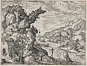 Landscape with Saint Christopher by Aux Quatre Vents|Lucas Gassel