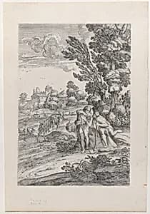 Landscape With Two Goatherds by Giovanni Francesco Grimaldi