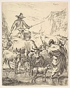 Le Troupeau Traversant Le Ruisseau by Nicolaes Berchem