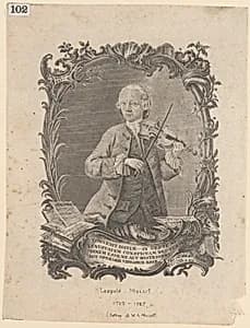 Leopold Mozart playing the violin by J. A. Friedrich|M. G. Eichler