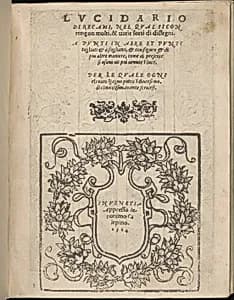 Lucidario di Recami, title page (recto) by Iseppo Foresto|Jeronimo Calepino