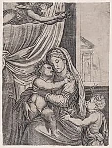 Madonna and Child by Agostino Veneziano (Agostino dei Musi)|Raphael (Raffaello Sanzio or Santi)