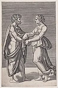 Man and Woman Holding Hands by Agostino Veneziano (Agostino dei Musi)|Raphael (Raffaello Sanzio or Santi)