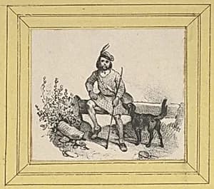 Man sitting with a dog by Victor Adam