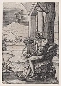 Man with a Lyre by Agostino Veneziano (Agostino dei Musi)|Baccio Bandinelli