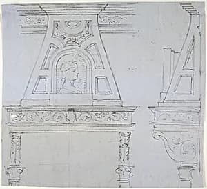 Mantlepiece Design with Mirror by Anonymous, British, 19th century