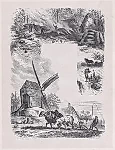 March, from "Album of Rustic Subjects" by Imprimerie de Jules Claye|Jacques-Adrien Lavieille|Charles Jacque