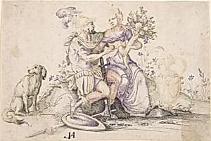 Mars and Pomona by Jost Amman
