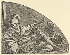 Mars seated on his Trophies by Léon Davent|Francesco Primaticcio