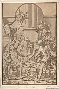 Martyrdom of Saint Lawrence by Anonymous, Italian, Roman-Bolognese, 17th century