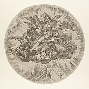 Mary Magdalen carried to Heaven by Jean Mignon