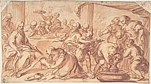 Mary Magdalen Washing Christ's Feet by Anonymous, Italian, Roman-Bolognese, 17th century