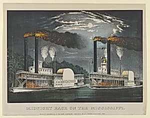 Midnight Race on the Mississippi by Currier & Ives|S.L. Thorpe