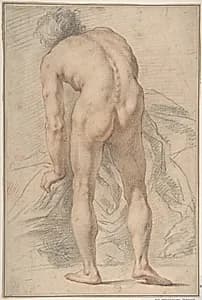 Nude Male Figure, Rear View by Giovanni da San Giovanni