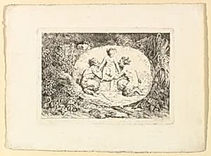 Nymph Supported by Two Satyrs by Jean Honoré Fragonard