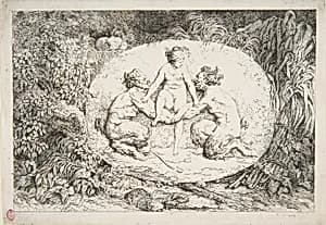 Nymph Supported by Two Satyrs by Jean Honoré Fragonard