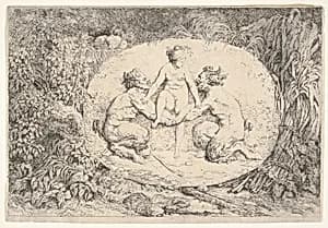 Nymph Supported by Two Satyrs by Jean Honoré Fragonard