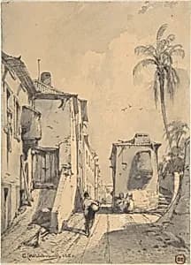 Oriental Street Scene by Eduard Hildebrandt