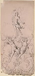 Ornament Design with Three Nymphs by Anonymous, French, 19th century