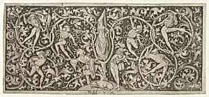 Ornamental Engraving with Morris Dancers by Israhel van Meckenem