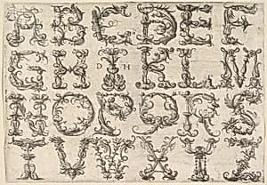 Ornamented Roman Majuscule Alphabet by Daniel Hopfer