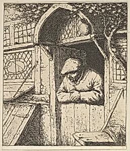 Peasant Leaning on Door by Adriaen van Ostade
