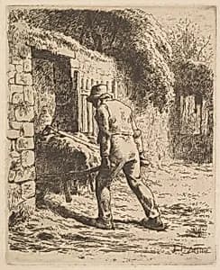 Peasant Pushing A Wheelbarrow by Jean-François Millet