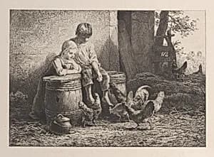 Petits, petits!! by Charles Jacque