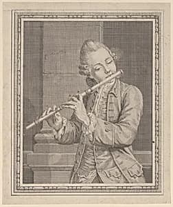 Player of a transverse flute by Anonymous, French, 18th century