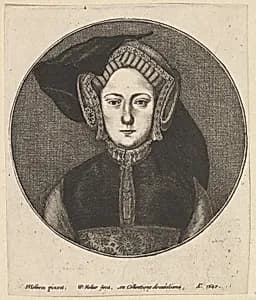 Portrait of a Young Woman by Wenceslaus Hollar|Catherine of Aragon|Hans Holbein the Younger
