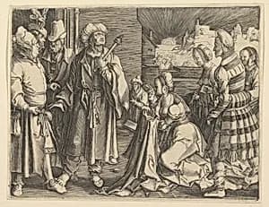 Potiphar's Wife Accuses Joseph (copy) by Clement de Jonghe|Lucas van Leyden