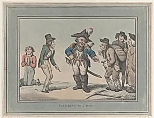 Preparing for a Duel by Thomas Rowlandson|S. W. Fores|George Murgatroyd Woodward
