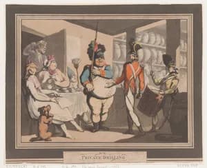 Private Drilling, No 5 by Rudolph Ackermann, London|Heinrich Joseph Schütz|Thomas Rowlandson