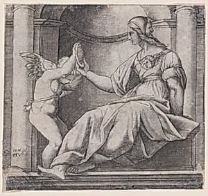 Prudence by Agostino Veneziano (Agostino dei Musi)