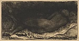 Reclining Female Nude by Rembrandt (Rembrandt van Rijn)