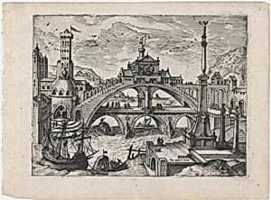Riverscape with a Double Bridge by Aux Quatre Vents|Lucas Gassel