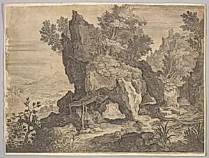 Rocky Landscape with St. Jerome by Aegidius Sadeler II|Jan Brueghel the Elder