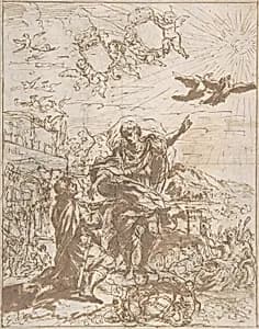 Romulus Receiving the Augury by Anonymous, Italian, Roman-Bolognese, 17th century