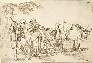Rustic Scene (recto); Landscape (verso) by Anonymous, Italian, 17th century