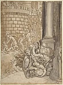 Sack of a City by Polidoro da Caravaggio