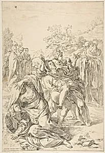 Saint Benedict exorcising a demon by Simone Cantarini|Ludovico Carracci