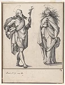 Saint Jerome and Mary Magdalene by Rhine School, 16th-17th Century|Monogrammist VBL