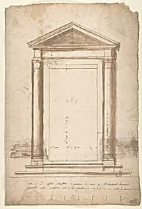 Sant'Apollonia, portal, elevation (recto) Sant'Apollonia, portal, plan (verso) by Anonymous, French, 16th century