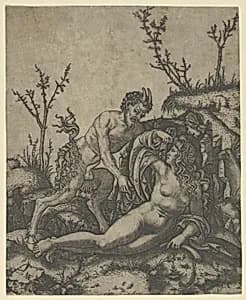 Satyr and Nymph by Marcantonio Raimondi