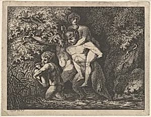 Satyr family, on the move by Salomon Gessner