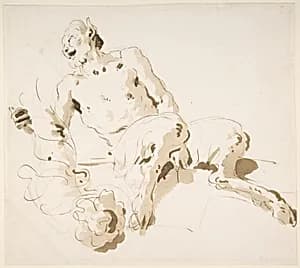 Seated Satyr Holding a Garland by Giovanni Battista Tiepolo