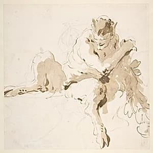 Seated Satyr Holding a Garland by Giovanni Battista Tiepolo