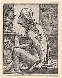 Seated Woman Bathing Her Feet by Albrecht Altdorfer