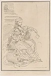 Seated woman holding a fan by Giuseppe Canale|John Boydell