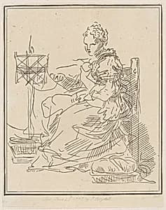 Seated woman winding yarn by Giuseppe Canale|John Boydell